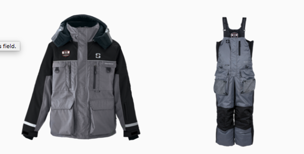 Catalog image of an ice fishing suit by Striker